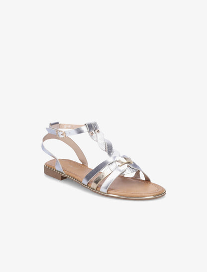 Nu-pieds en simili à bride irisée et effet python - Argent - 2