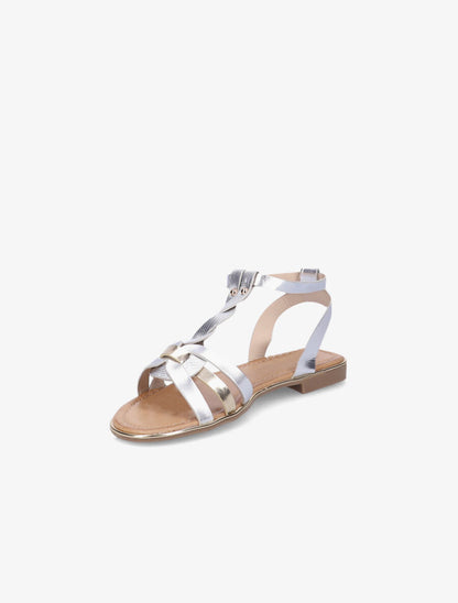 Nu-pieds en simili à bride irisée et effet python - Argent - 4
