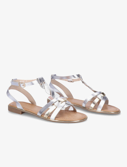 Nu-pieds en simili à bride irisée et effet python - Argent - 5