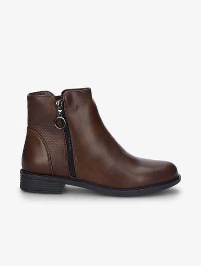 Bottines plates à détail python - Marron - 2