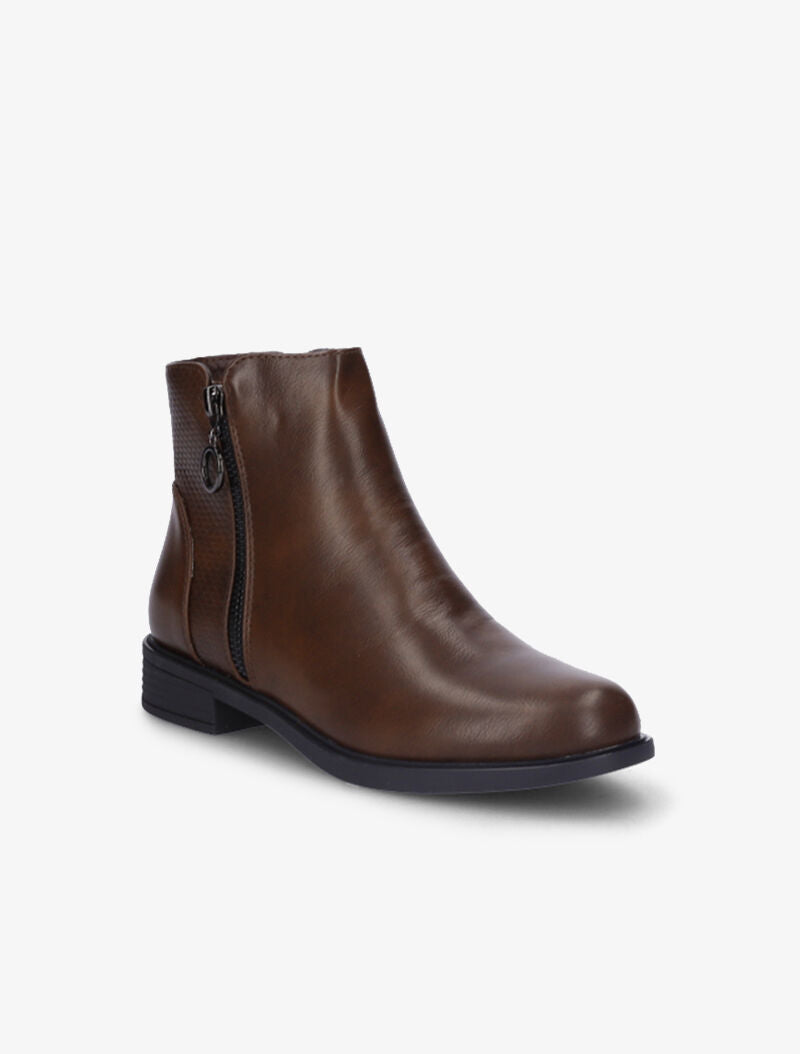 Bottines plates à détail python - Marron - 3