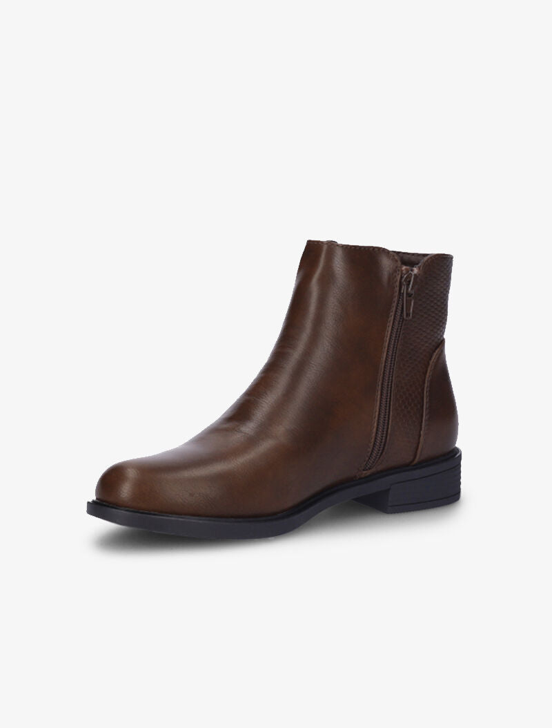 Bottines plates à détail python - Marron - 4
