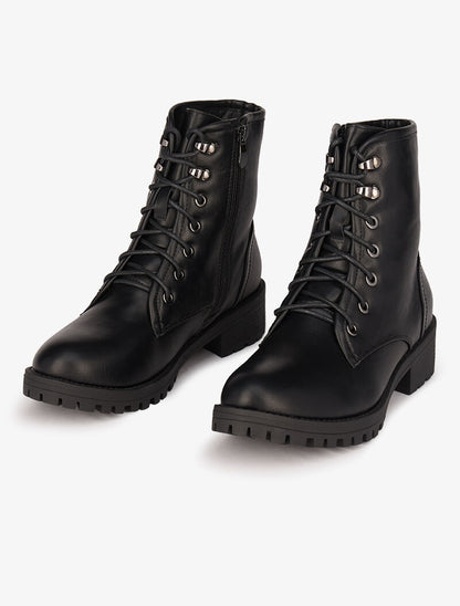Boots style grunge en simili - Noir - 3