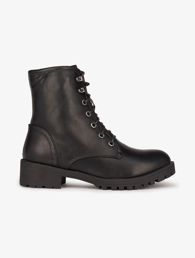 Boots style grunge en simili - Noir - 2