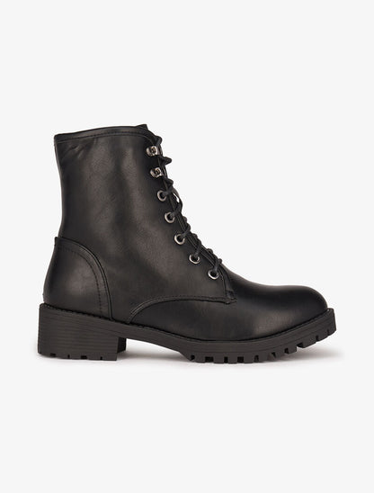 Boots style grunge en simili - Noir - 2