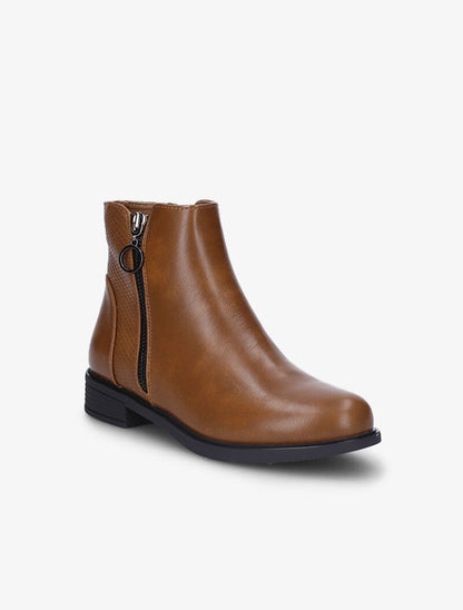 Bottines plates à détail python - Camel - 3