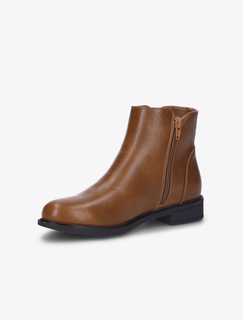 Bottines plates à détail python - Camel - 4