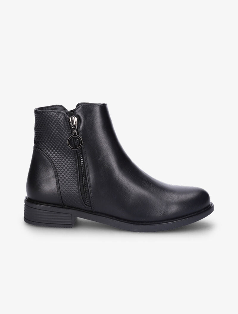 Bottines plates à détail python - Noir - 2