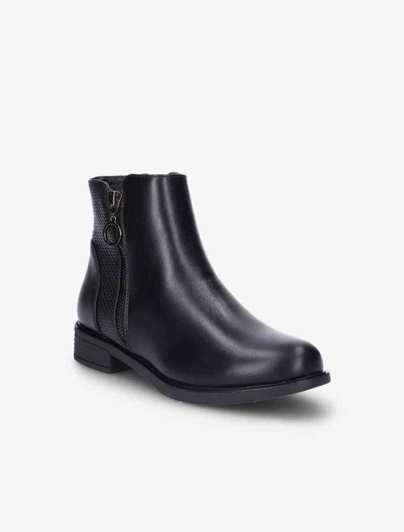Bottines plates à détail python - Noir - 3