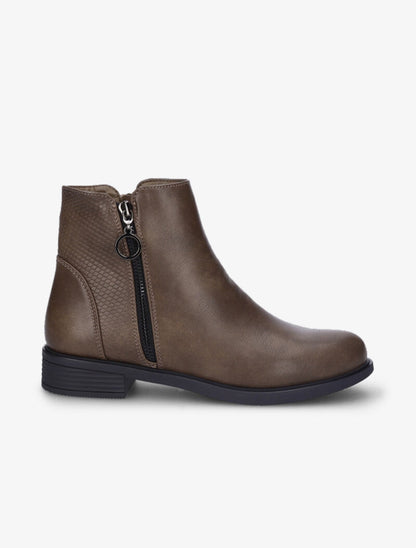 Bottines plates à détail python - Taupe - 2