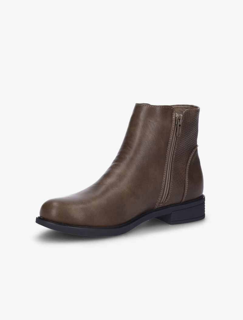 Bottines plates à détail python - Taupe - 4