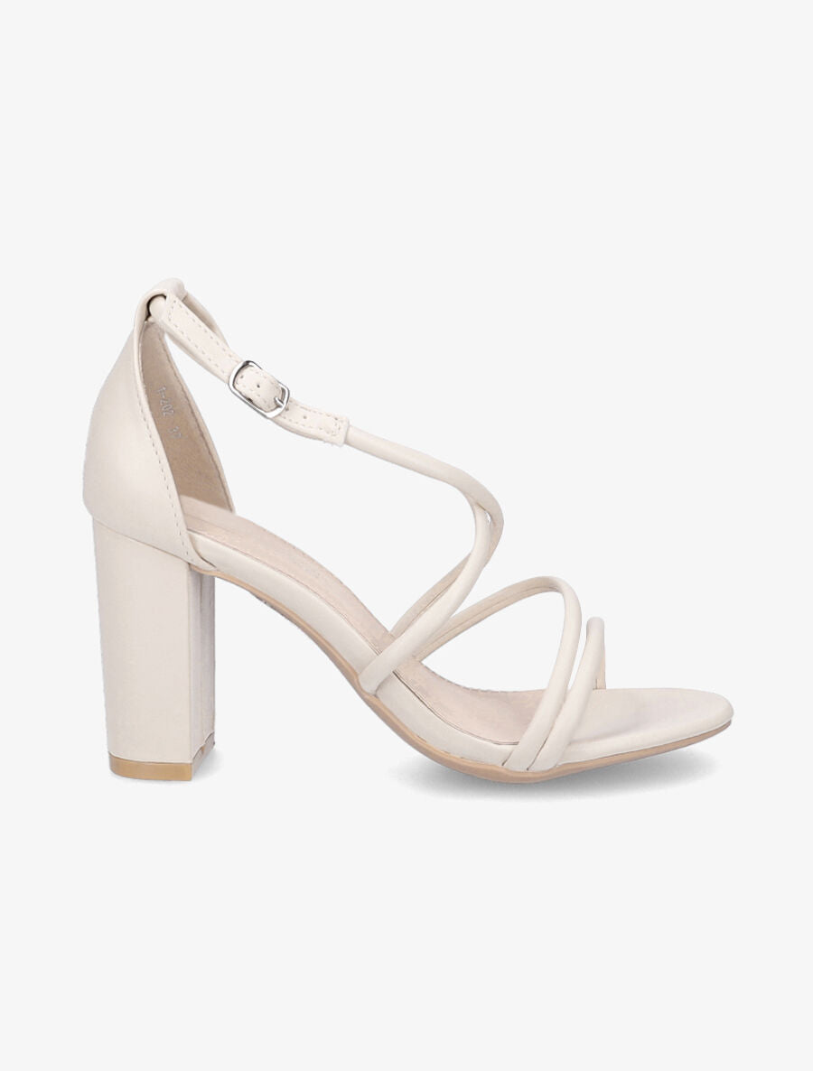 Sandales en simili à brides et ganses fines - Beige - 1