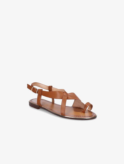Nu-pieds en simili à entredoigt - Camel - 5