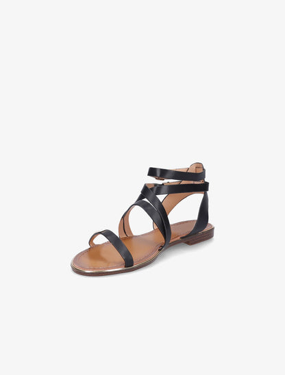 Nu-pieds à double brides et empiècement métallique - Noir - 3