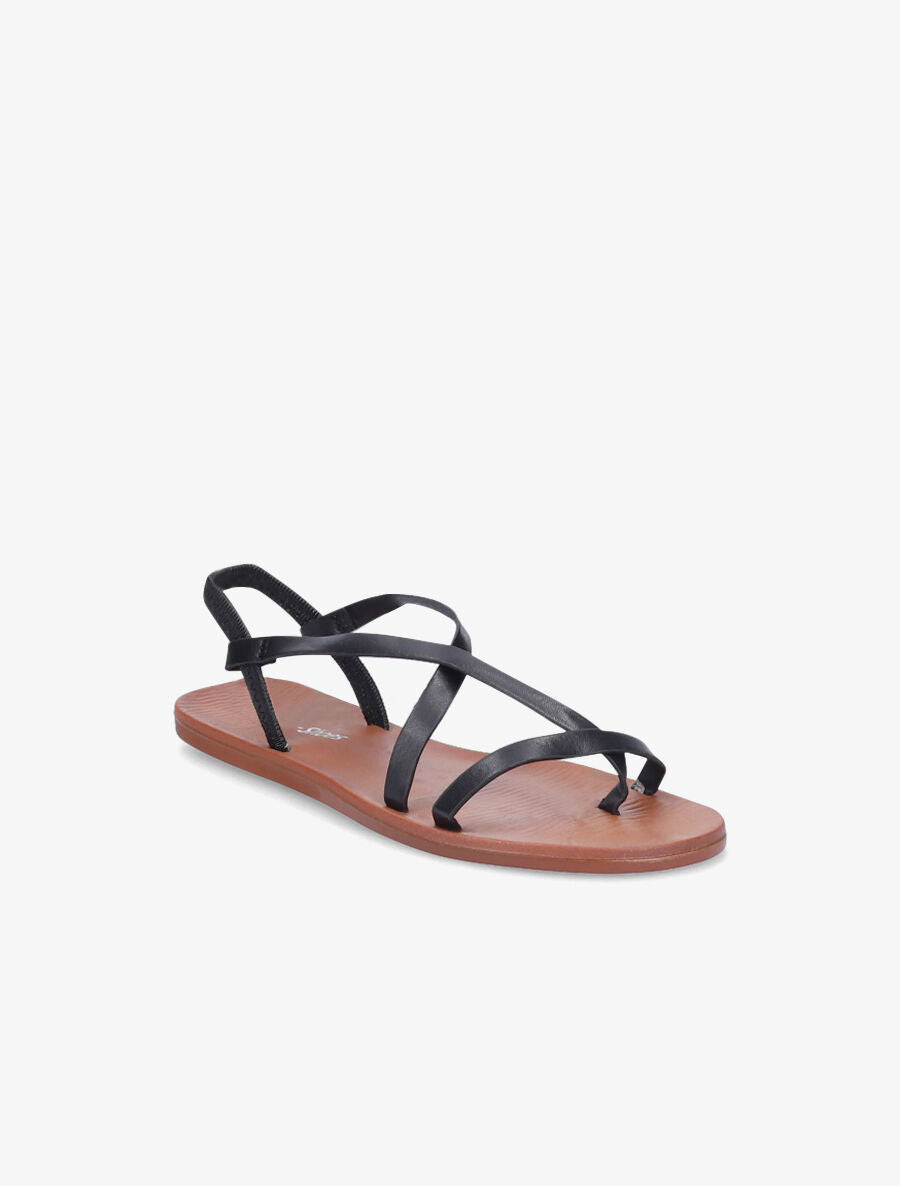 Nu-pieds en simili à brides élastiquées - Noir - 6