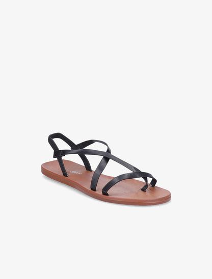 Nu-pieds en simili à brides élastiquées - Noir - 6