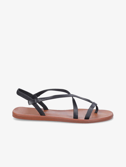 Nu-pieds en simili à brides élastiquées - Noir - 2