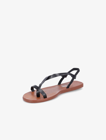 Nu-pieds en simili à brides élastiquées - Noir - 4