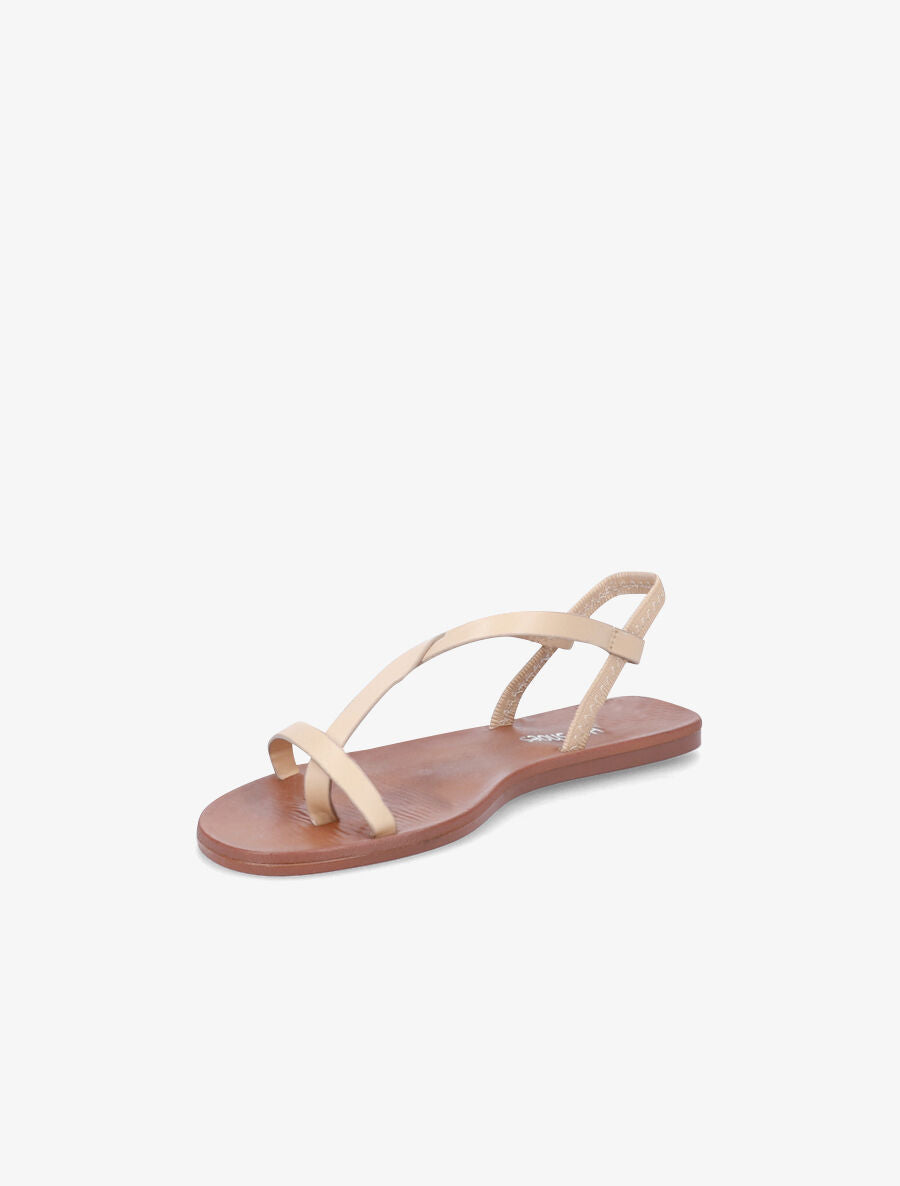 Nu-pieds en simili à brides élastiquées - Beige - 3