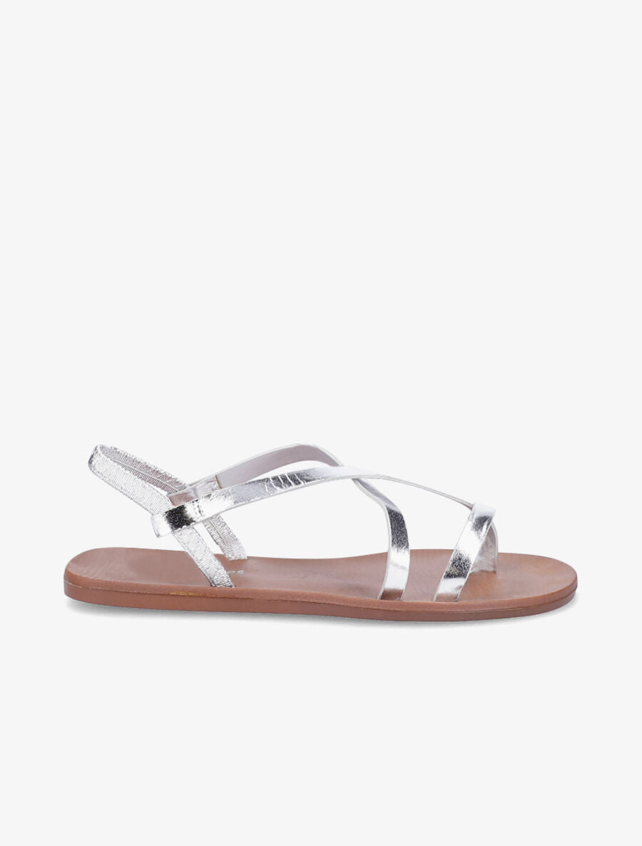 Nu-pieds en simili à brides élastiquées - Argent - 2