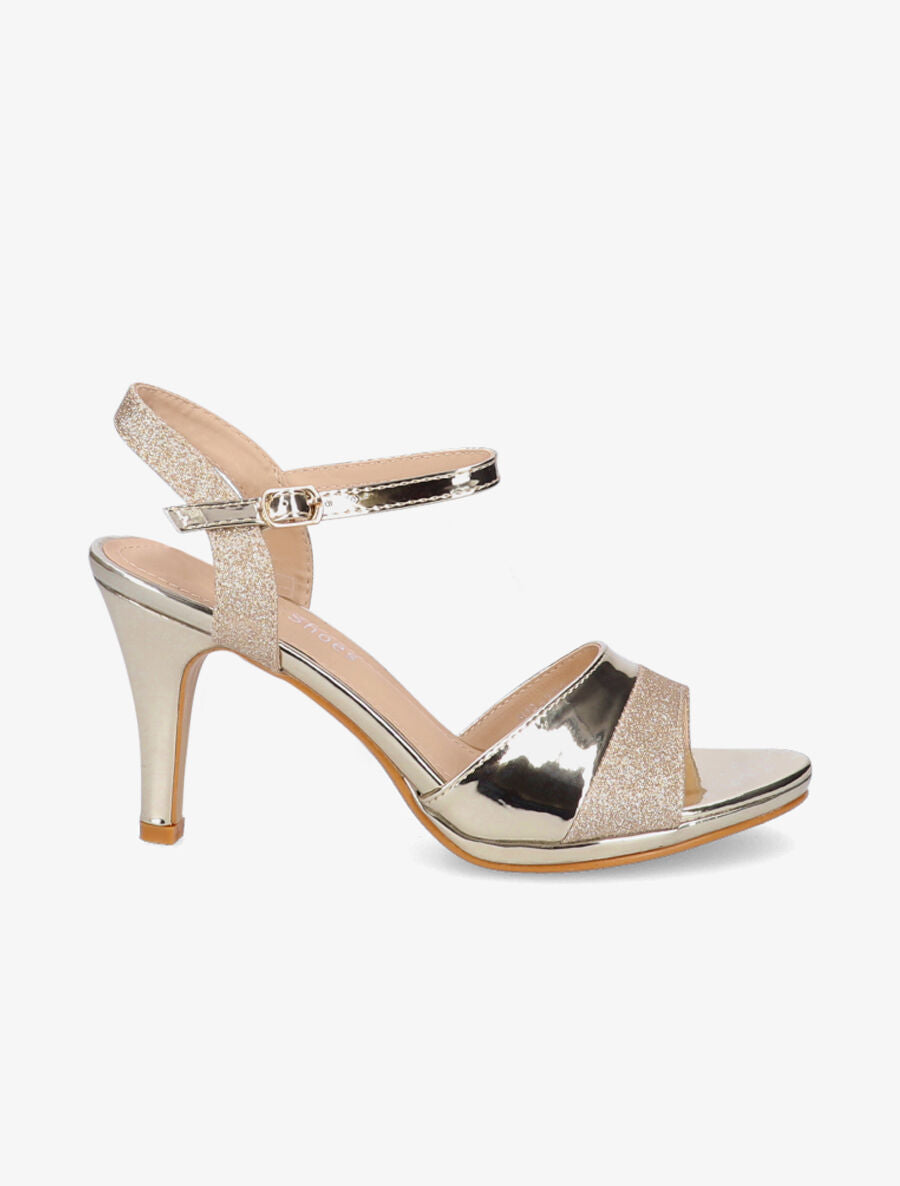 Sandales à ganses et brides pailletées - Or - 5