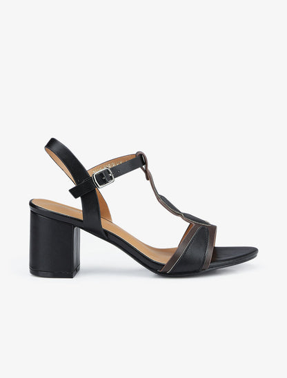 Sandales à bride en T stylisée - Noir - 1
