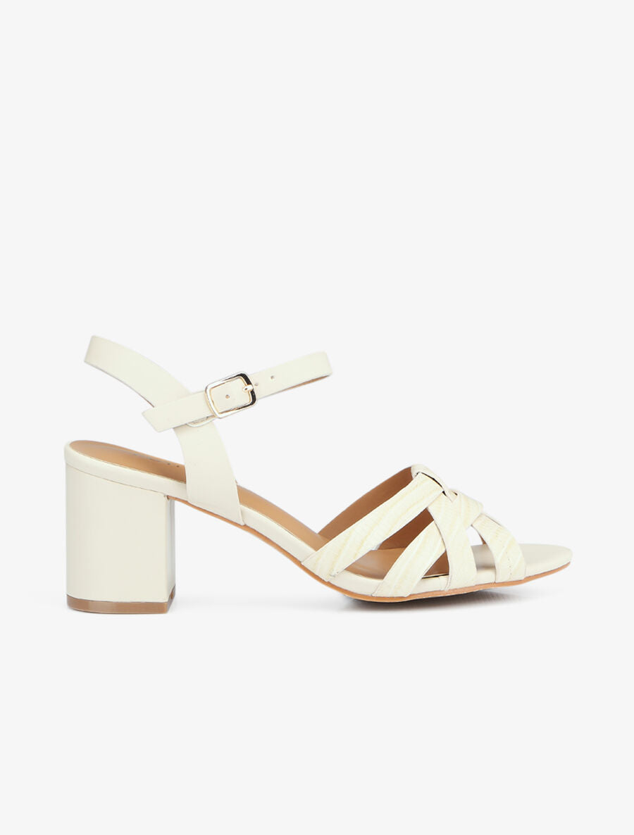 Sandales entrelacées effet python - Beige - 5