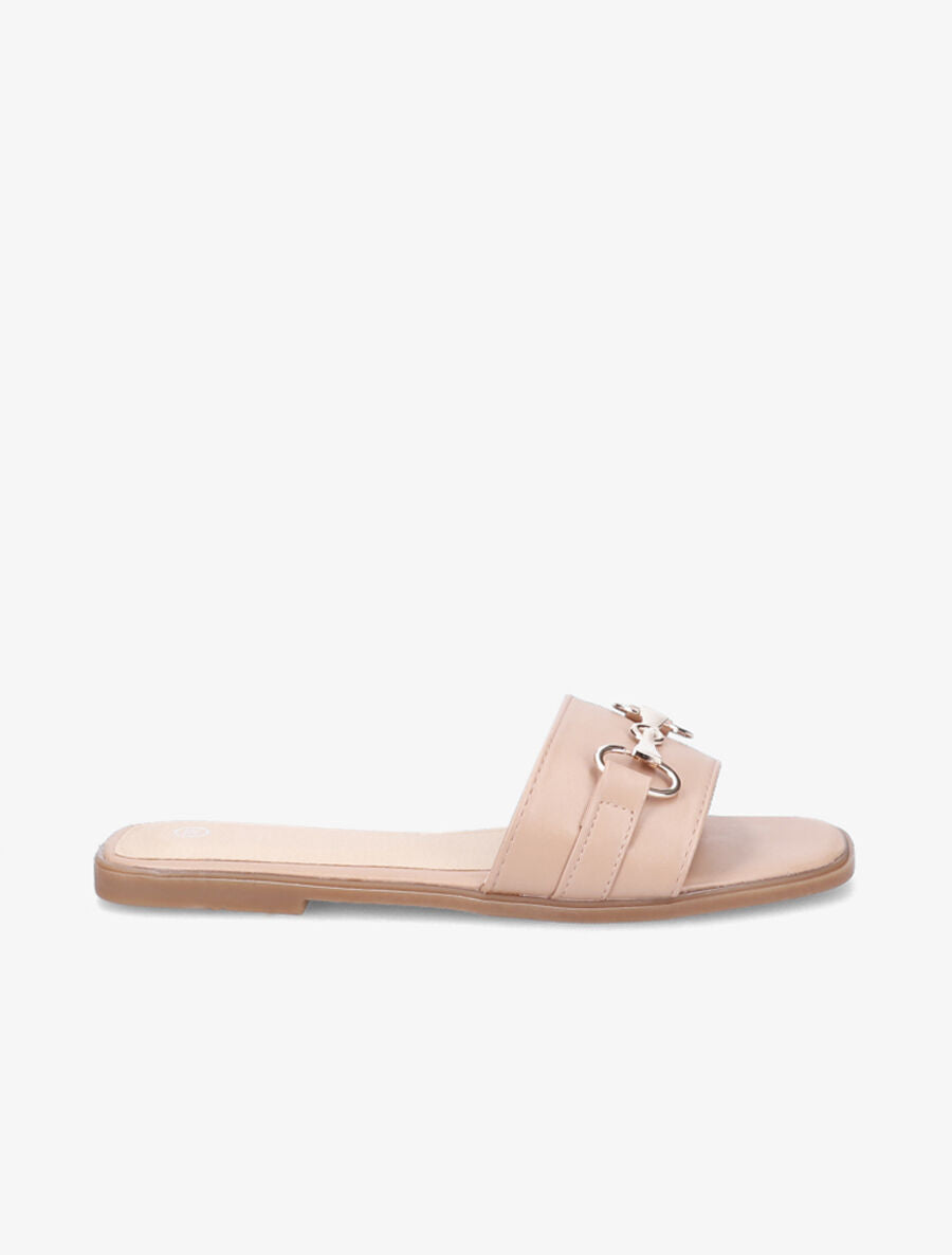 Mules plates à boucle métallique - Rose - 1