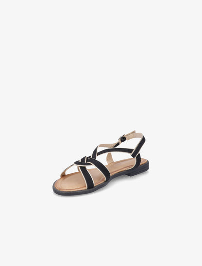 Nu-pieds en suédine à ganses entrelacées - Noir - 3