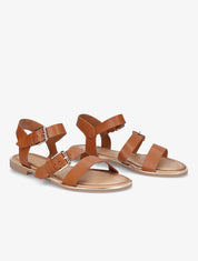 Nu-pieds à double brides en simili - Camel - 1