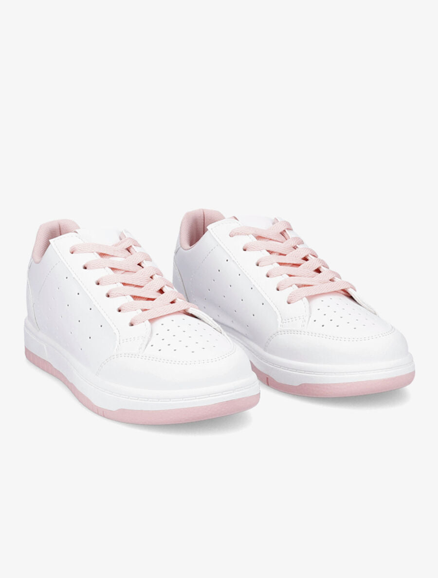 Baskets bicolore en simili - Rose - 4