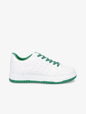 Baskets bicolore en simili - Vert - 1