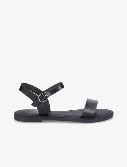 Nu-pieds basiques en simili - Noir - 6
