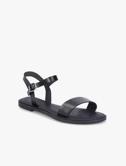 Nu-pieds basiques en simili - Noir - 3