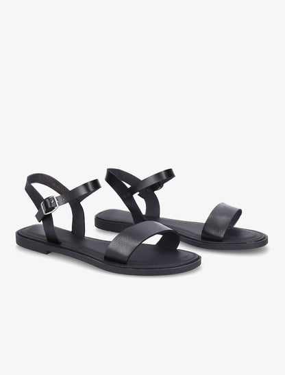 Nu-pieds basiques en simili - Noir - 5