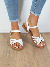 Nu-pieds à ganses tressées entrelacées - Blanc - 1