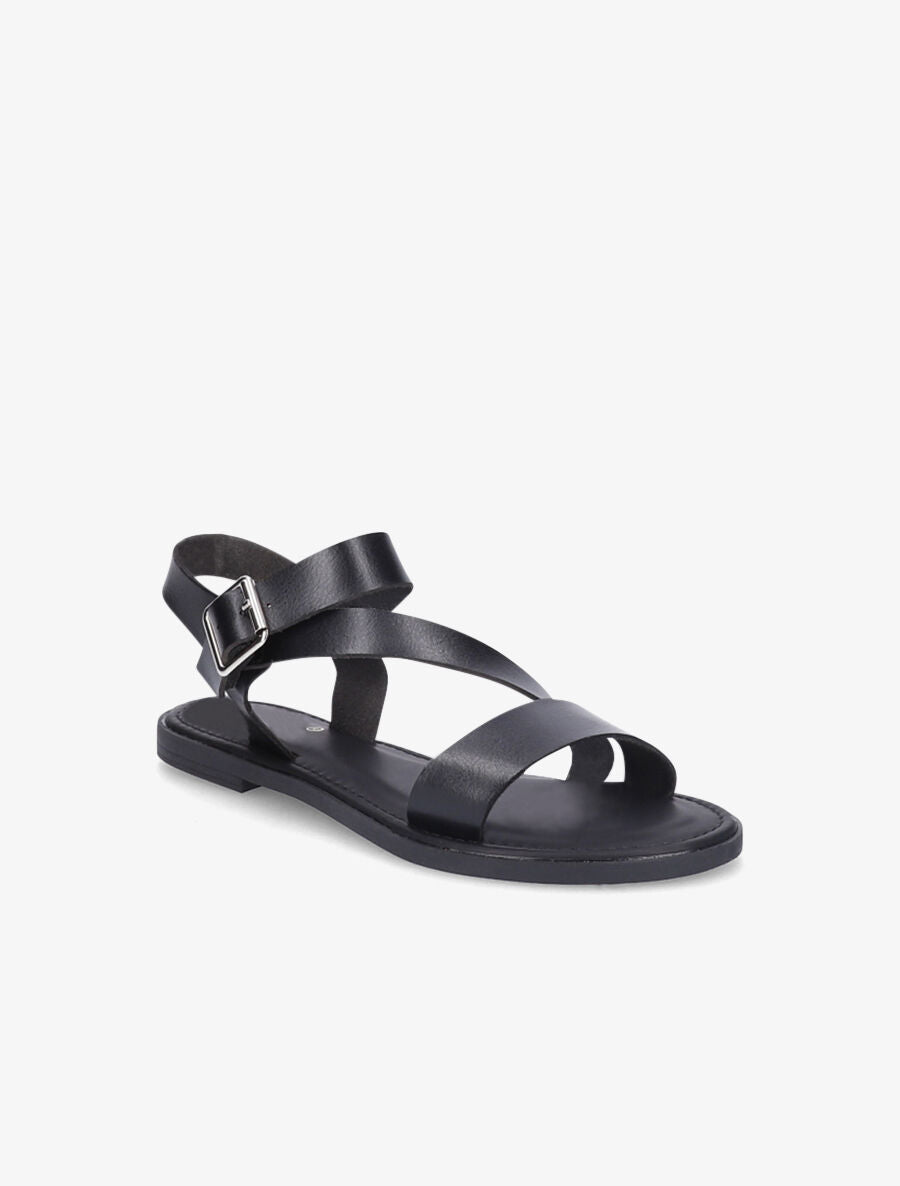 Nu-pieds à bride en biais - Noir - 3