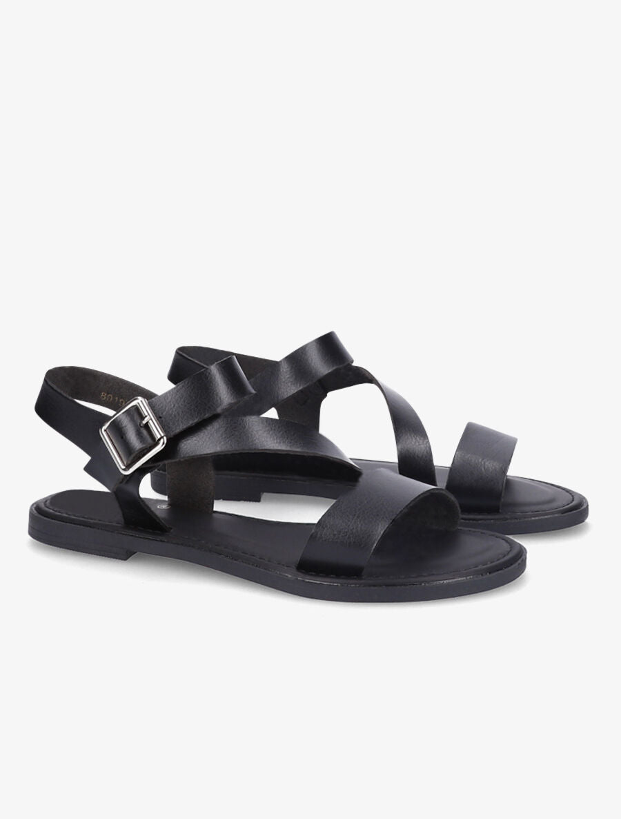 Nu-pieds à bride en biais - Noir - 5