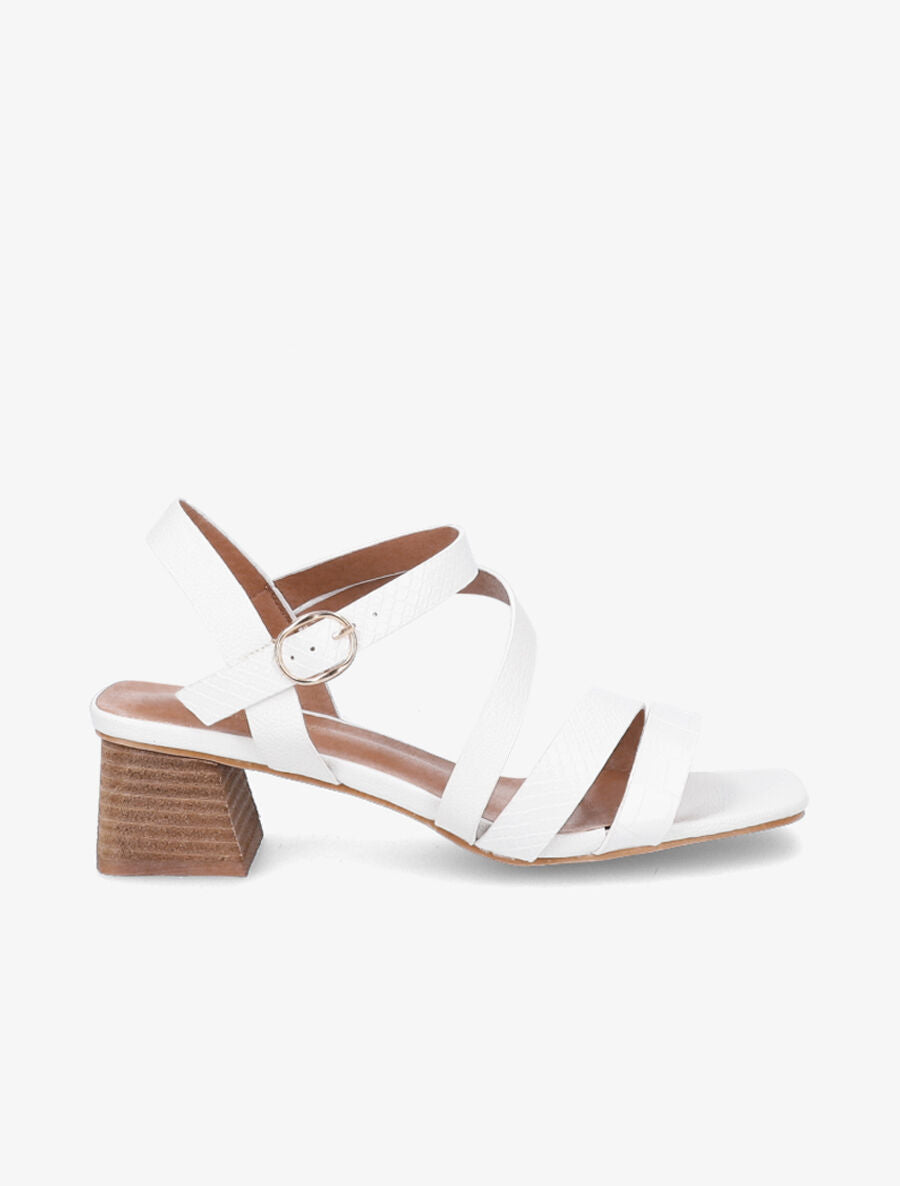 Sandales à bride effet croco et python - Blanc - 1
