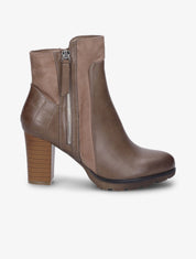 Bottines montantes à contrefort effet croco - Taupe - 5