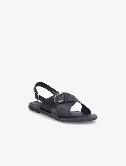 Nu-pieds croisés en simili - Noir - 2