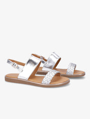 Nu-pieds en simili à bride tressée - Argent - 1