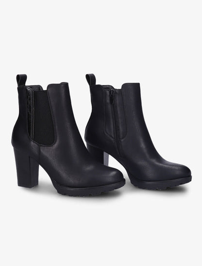 Bottines basiques à détail effet croco - Noir - 4