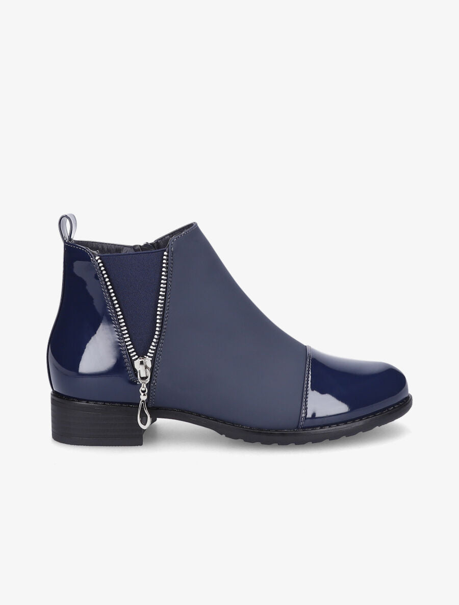 Bottines élastiquées à bout vernis - Marine - 5