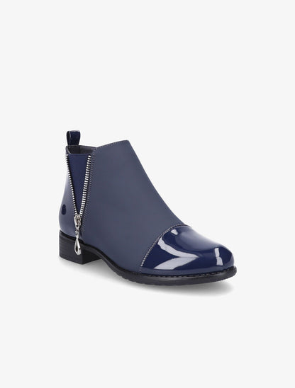 Bottines élastiquées à bout vernis - Marine - 2