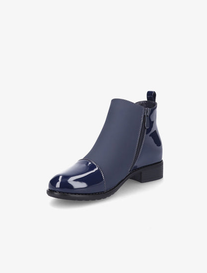 Bottines élastiquées à bout vernis - Marine - 3