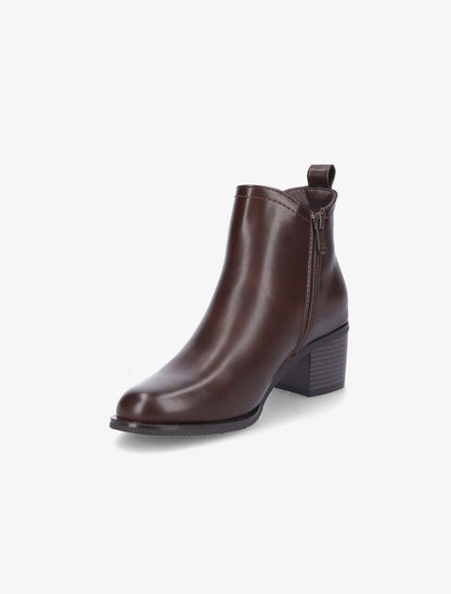 Bottines en simili et côté élastiqué - Marron - 3