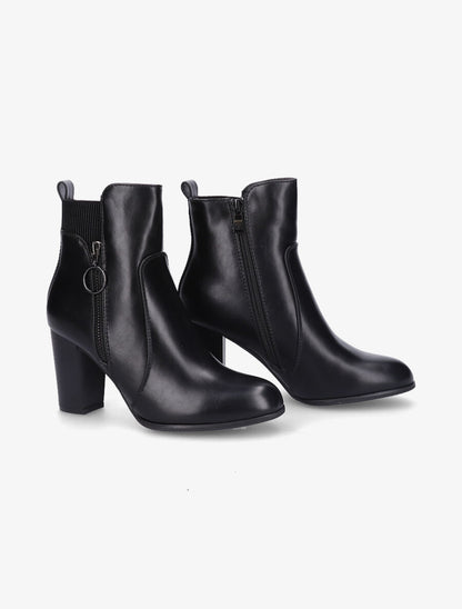 Bottines en simili à zip décoratif - Noir - 4