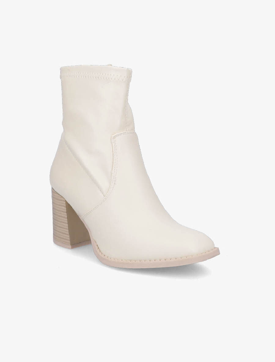 Bottines montantes en simili - Beige - 2