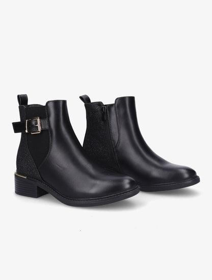 Bottines à boucle et paillettes - Noir - 5